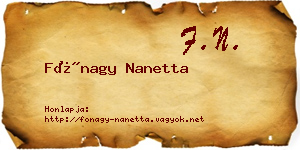 Fónagy Nanetta névjegykártya